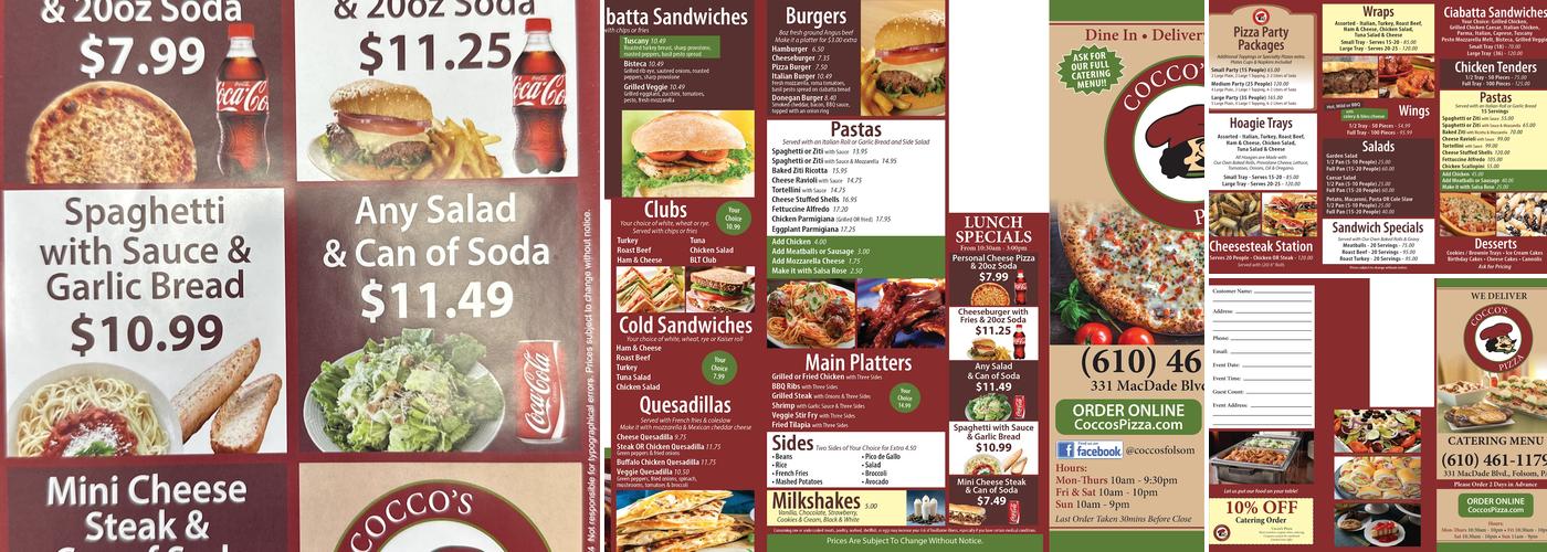 Cocco's Pizza Folsom Menu