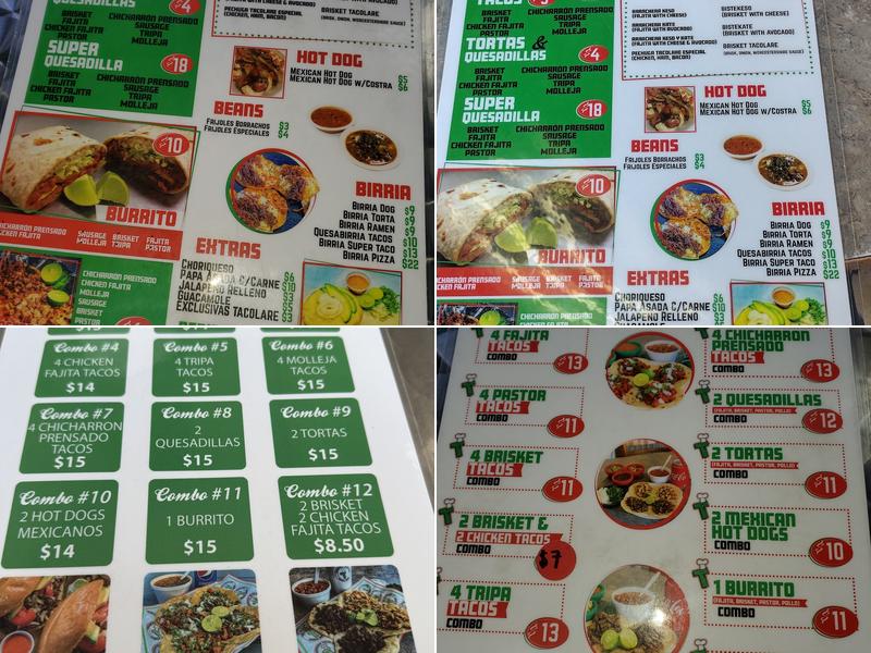 Tacolare San Bernardo Menu