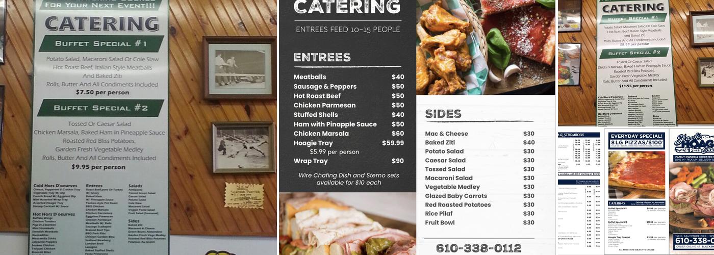 Slack's Hoagie Shack Menu