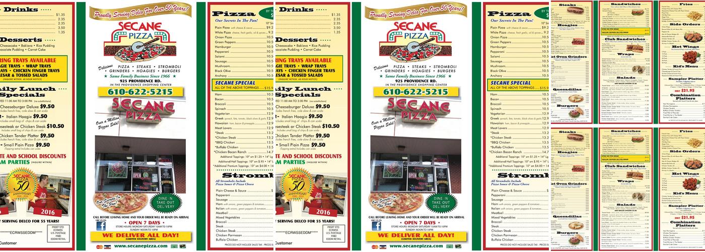 Secane Pizza Menu