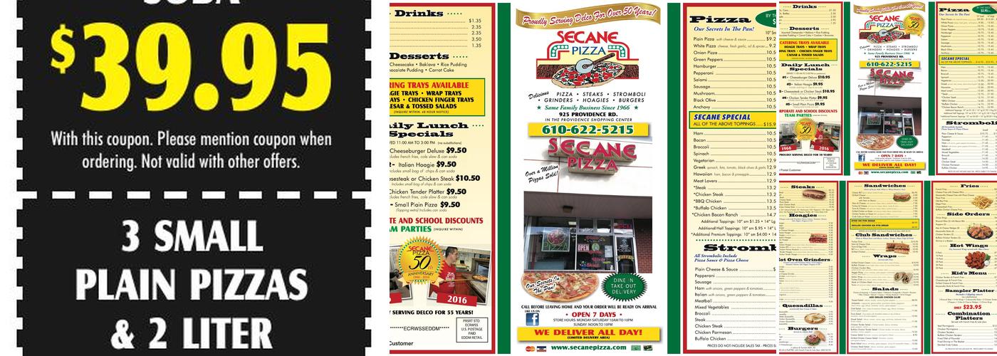 Secane Pizza Menu