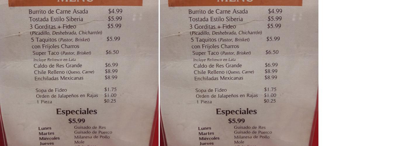 Taquitos Ravi Restaurant Menu