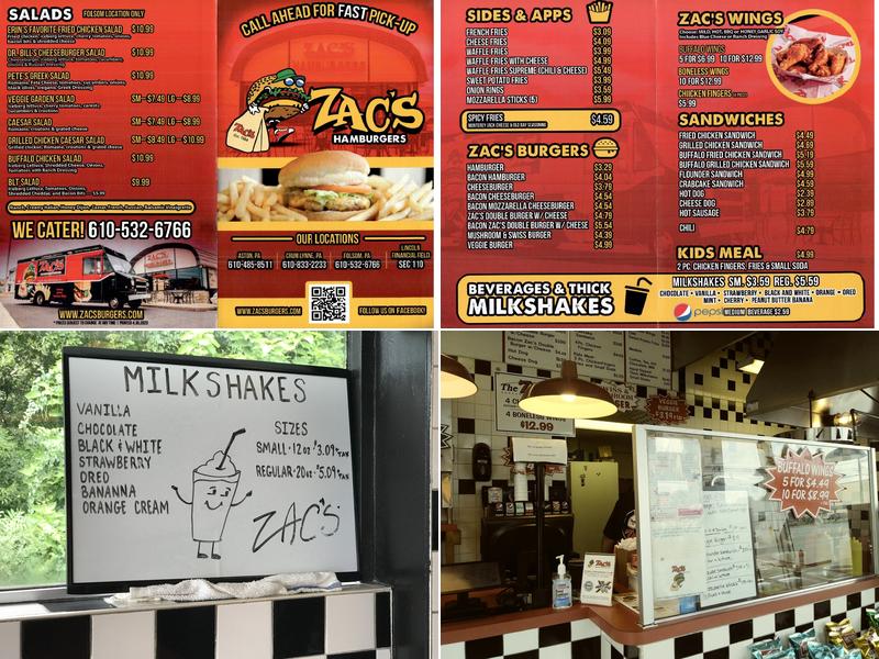 Zac's Hamburgers Menu
