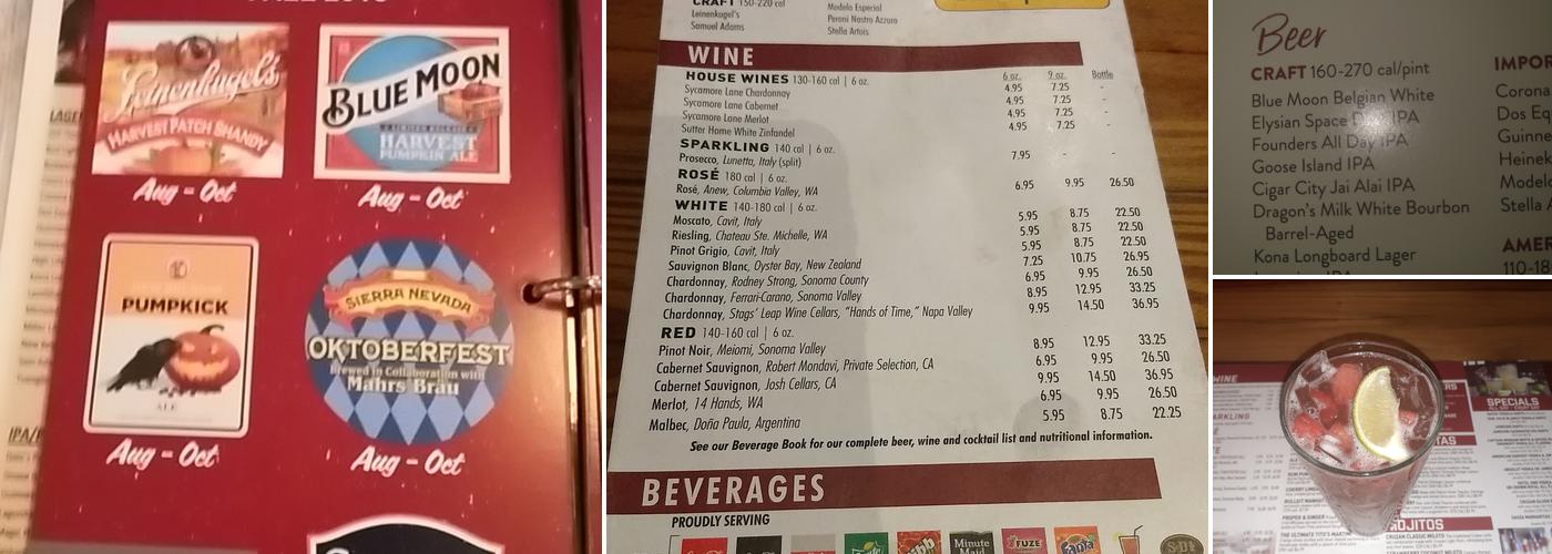 Miller's Ale House Menu