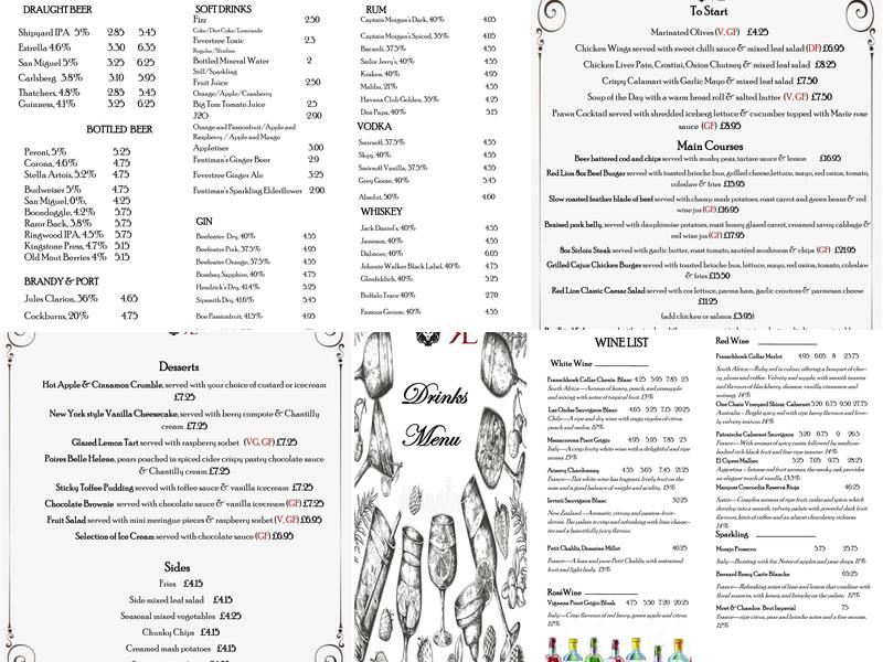The Vine Restaurant Menu