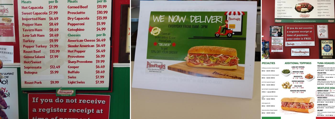 PrimoHoagies Menu