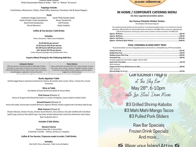DiFabio's Menu