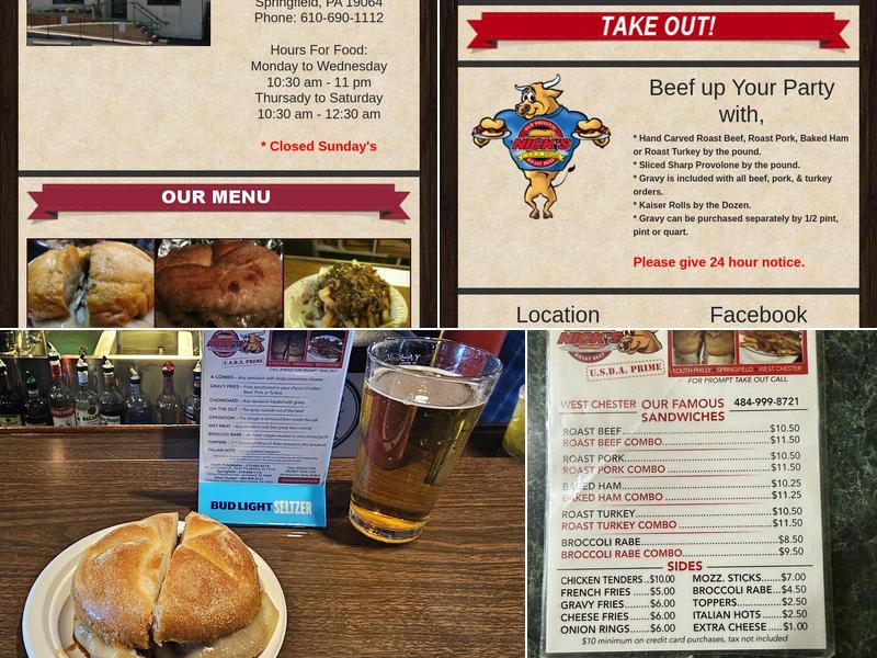 Old Original Nick's Roast Beef Menu
