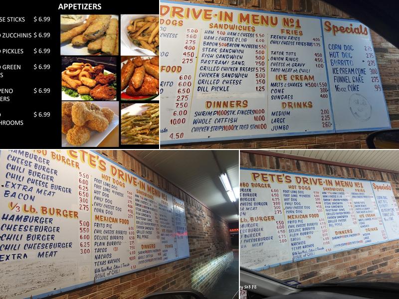 Petes Drive In No 1 Menu