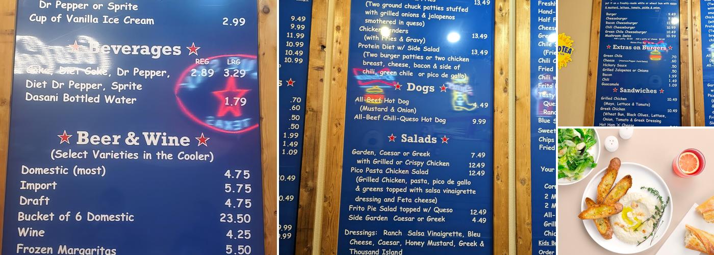 Blue Sky Texas Menu