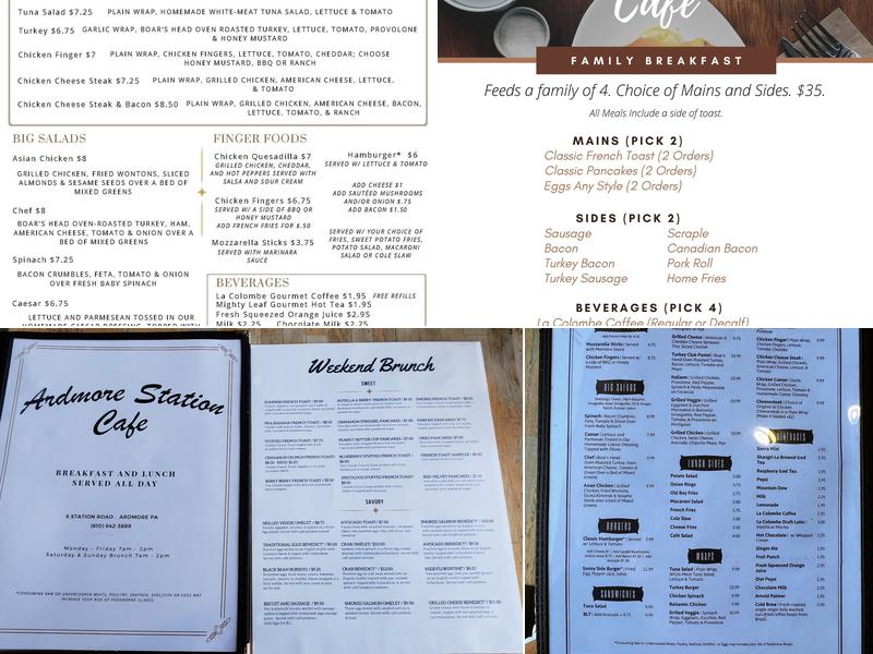 Ardmore Station Cafe Menu