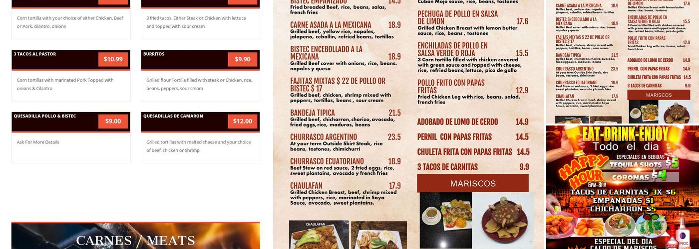 Sabor Latino Bar/Rest Menu