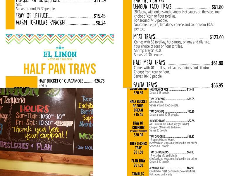 El Limon Bryn Mawr Menu