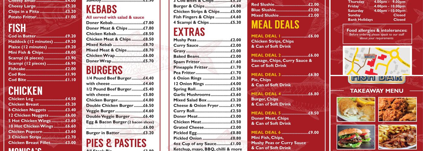 Monica's Fish Bar Menu