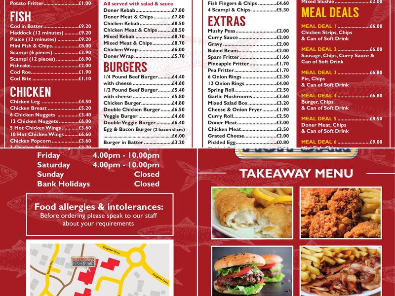 Monica's Fish Bar Menu