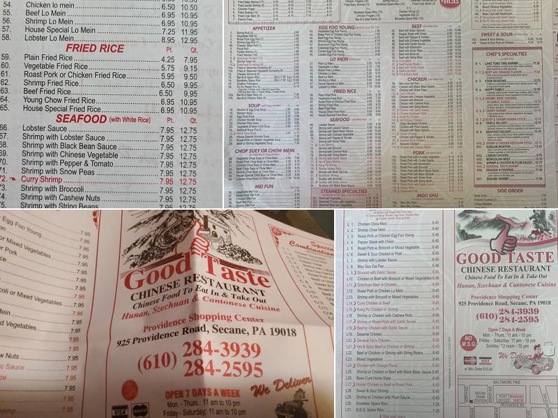 Good Taste Chinese Restaurant Menu
