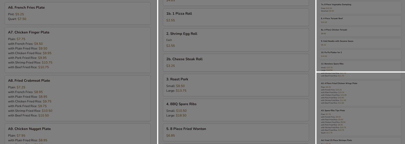 Imperial House Menu