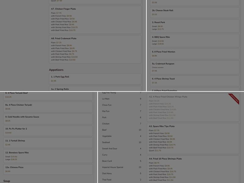 Imperial House Menu