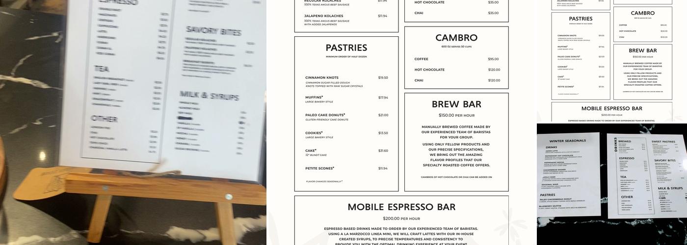 Sugar Browns Coffee Co. Menu