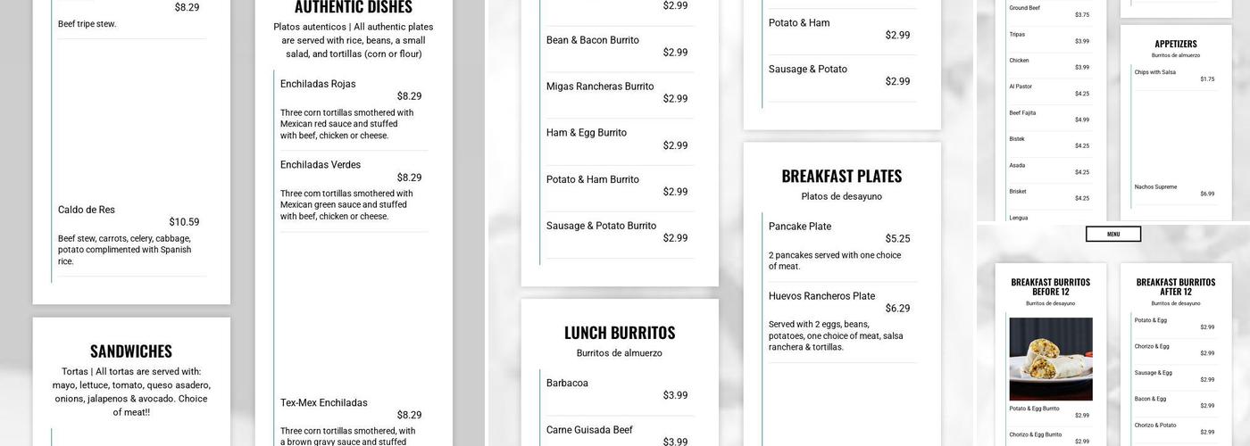 Burrito King Menu