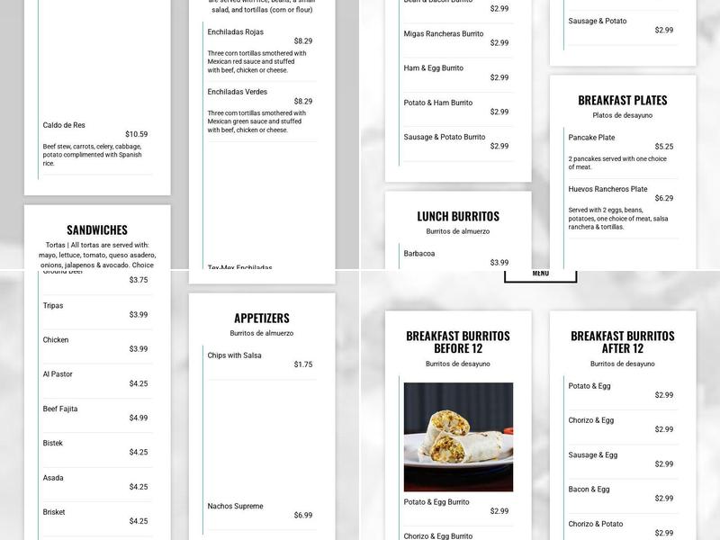 Burrito King Menu