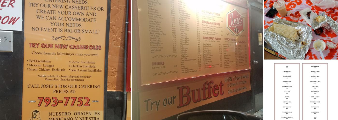 Josie's Restaurant Menu