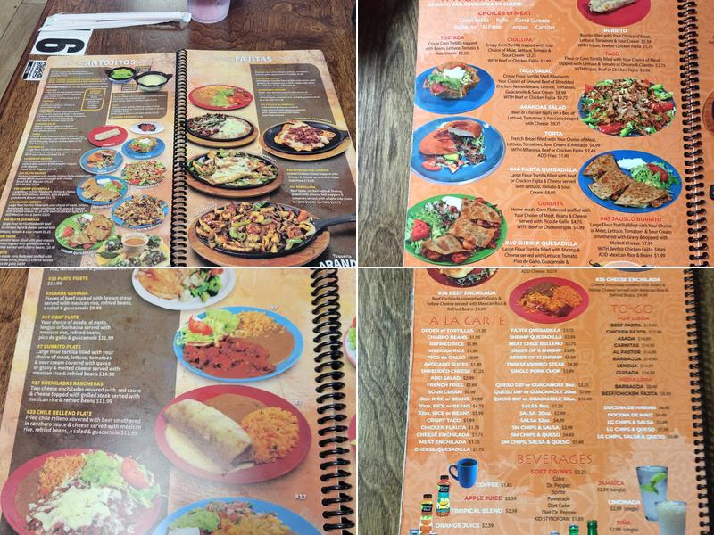 Arandas Taqueria Menu