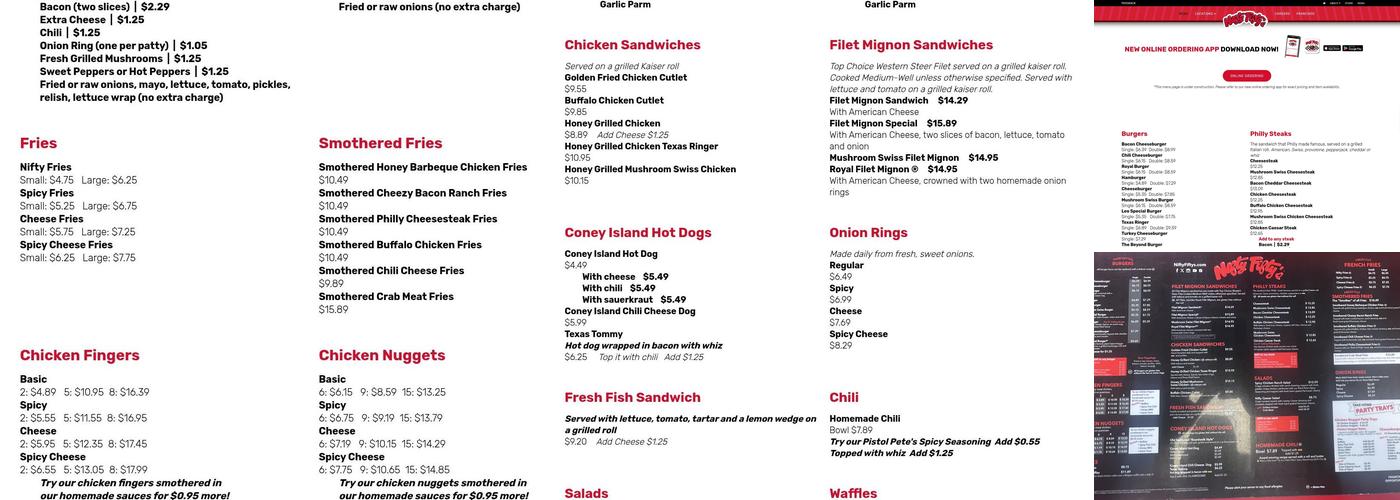 Nifty Fifty's (Folsom) Menu