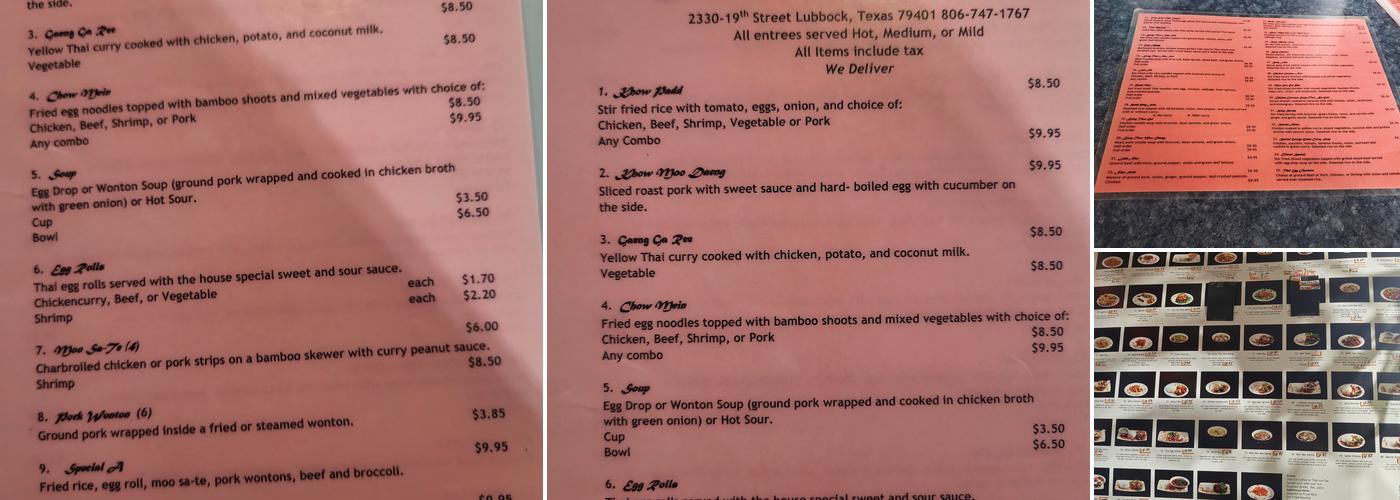 Choochai Thai Cuisine Menu