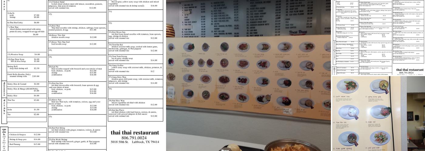 Thai Thai Menu