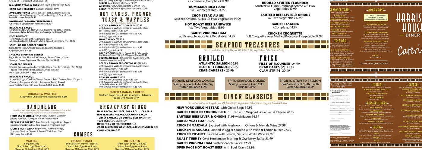 Harrison House Diner Menu