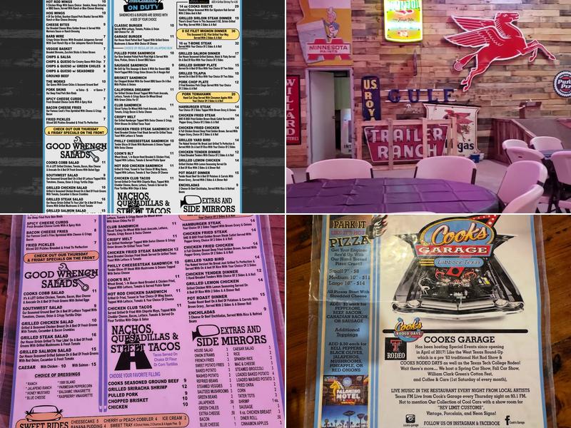 Cooks Garage Menu