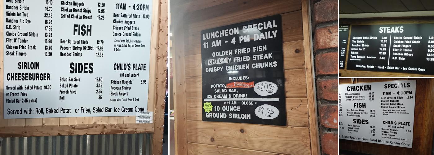 Bryan's Steaks Menu