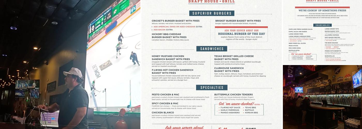 Cricket's Draft House + Grill Menu