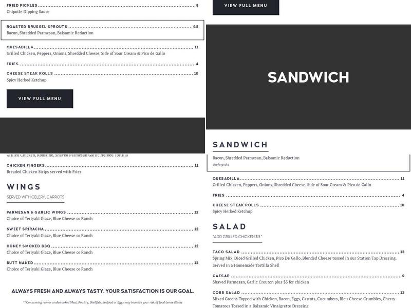 Station Tap Menu