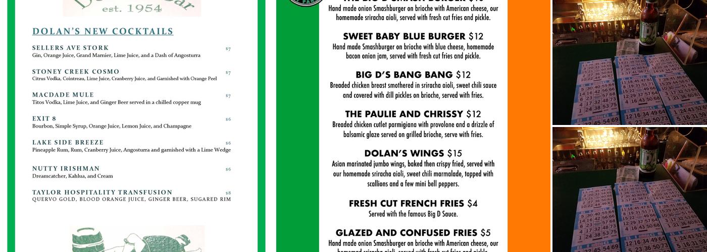 Dolan's Bar Menu
