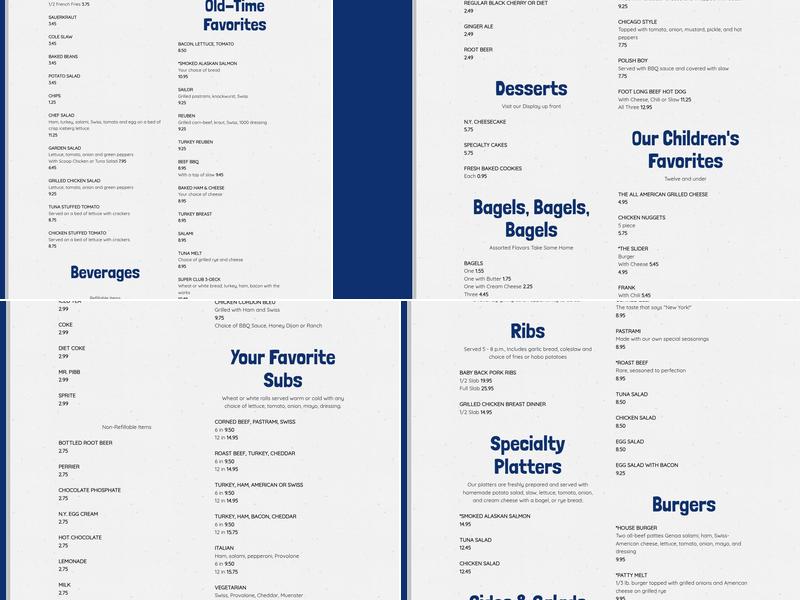 Central Park Deli Menu