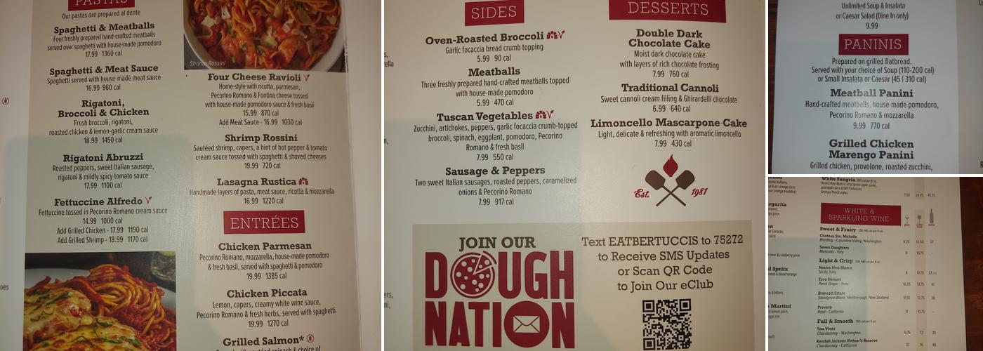 Bertucci's Italian Restaurant Menu