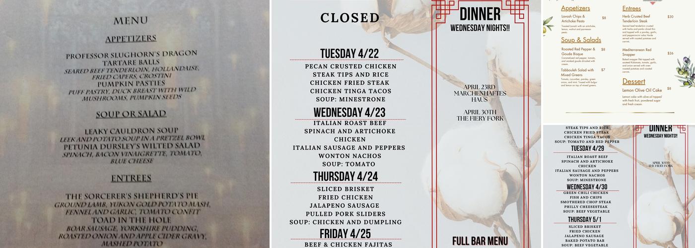 Skyviews Restaurant Menu