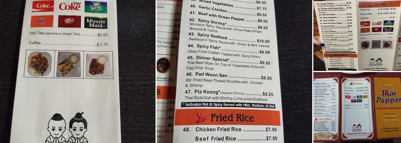 Thai Pepper Menu