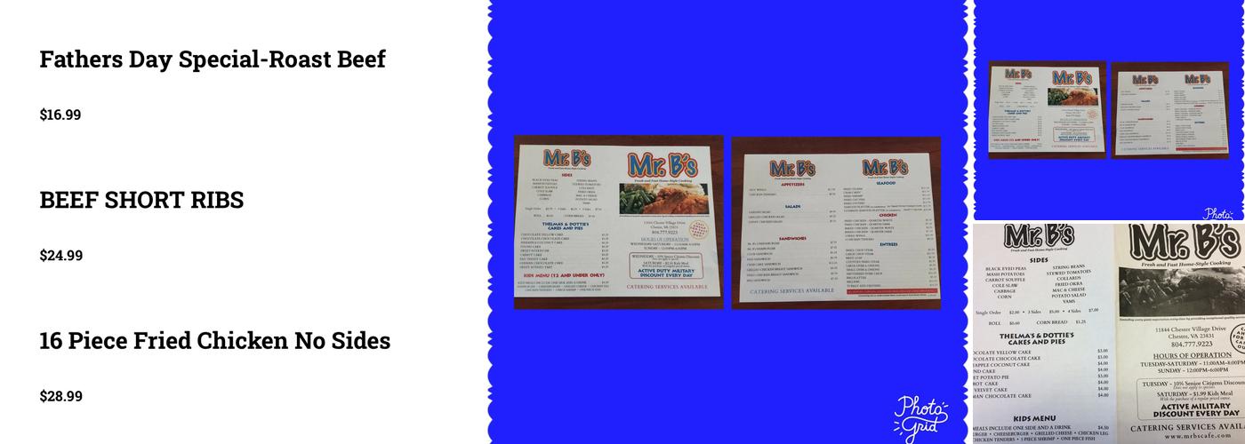 Mr. B's Menu