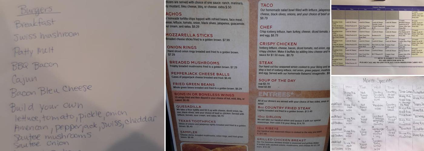 Ding-a-Ling Bar Menu