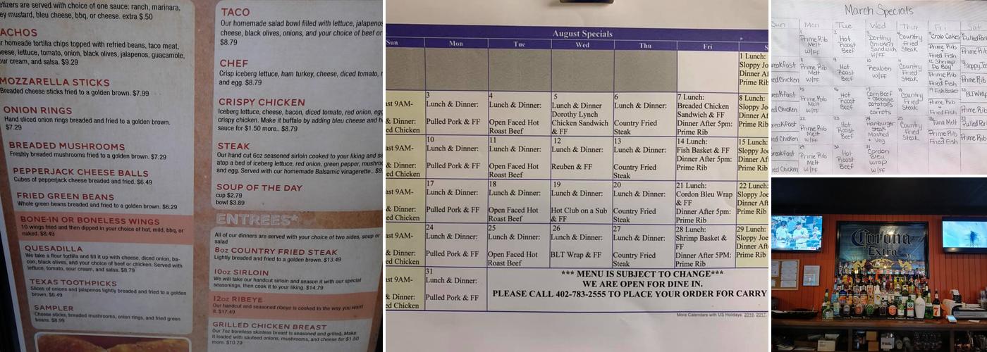 Ding-a-Ling Bar Menu