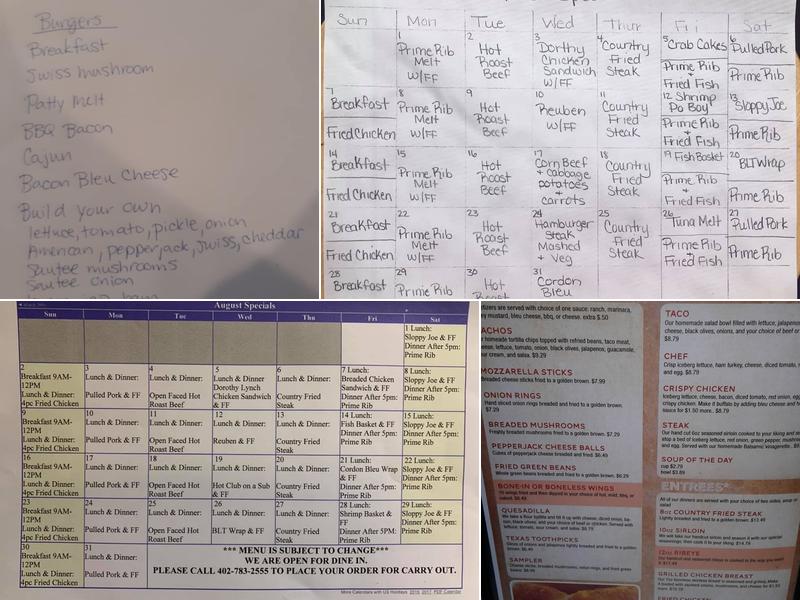 Ding-a-Ling Bar Menu