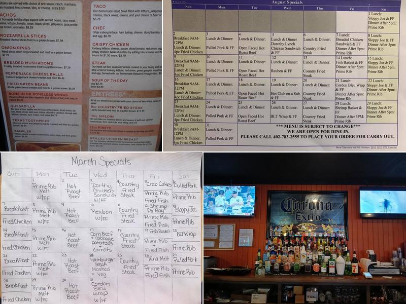 Ding-a-Ling Bar Menu