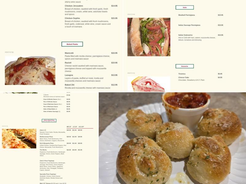 Zuko Pizza Pasta Menu