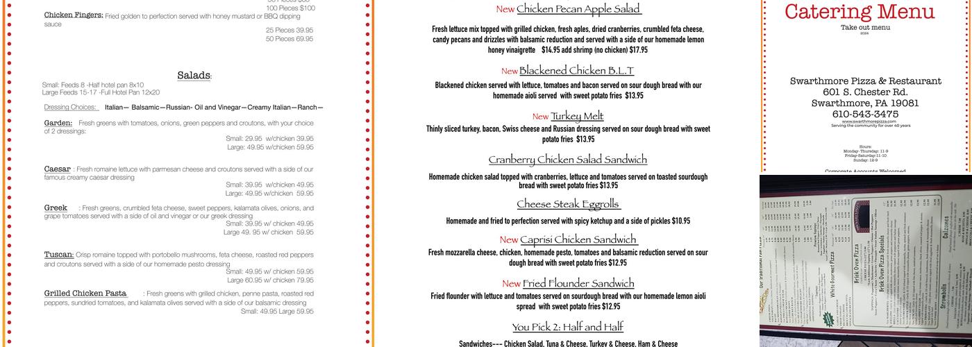 Swarthmore Pizza Menu
