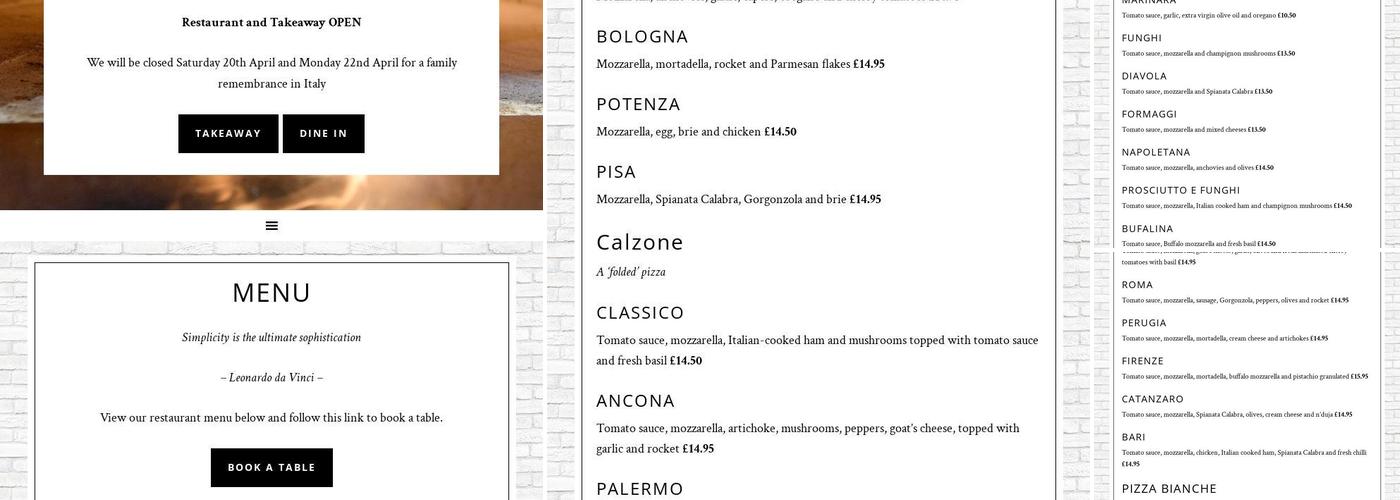 La Lambretta Menu