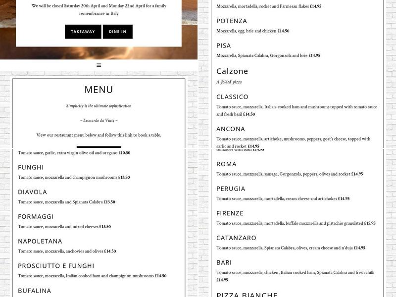 La Lambretta Menu