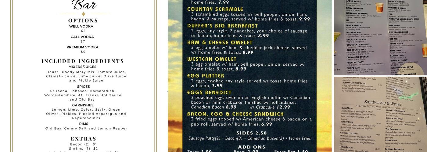 Duffer's Mill Menu